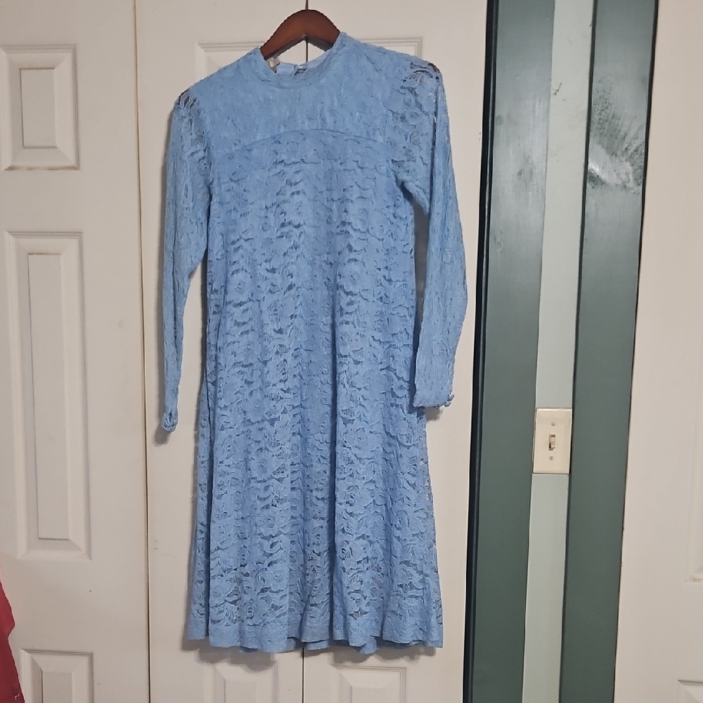 Vintage Elegant Blue Lace Dress